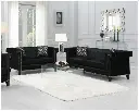 Juego de salón capitoné tapizado Reventlow negro