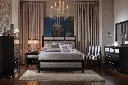Set de dormitorio con cabecera tapizada negro