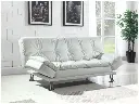 Sofá cama tapizado con respaldo capitoné color blanco