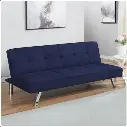 Sofá cama capitoné tapizado color azul
