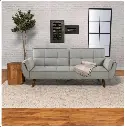 Sofá cama convertible capitoné tapizado color gris