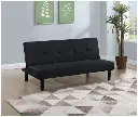 Sofá cama convertible capitoné tapizado multiusos color negro