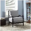 Silla decorativa con respaldo de cojín. Color gris y negro