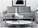 Sofá tapizado con brazos enrollados color gris