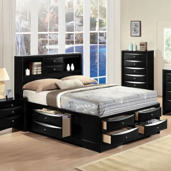 Set de dormitorio de madera con almacenamiento