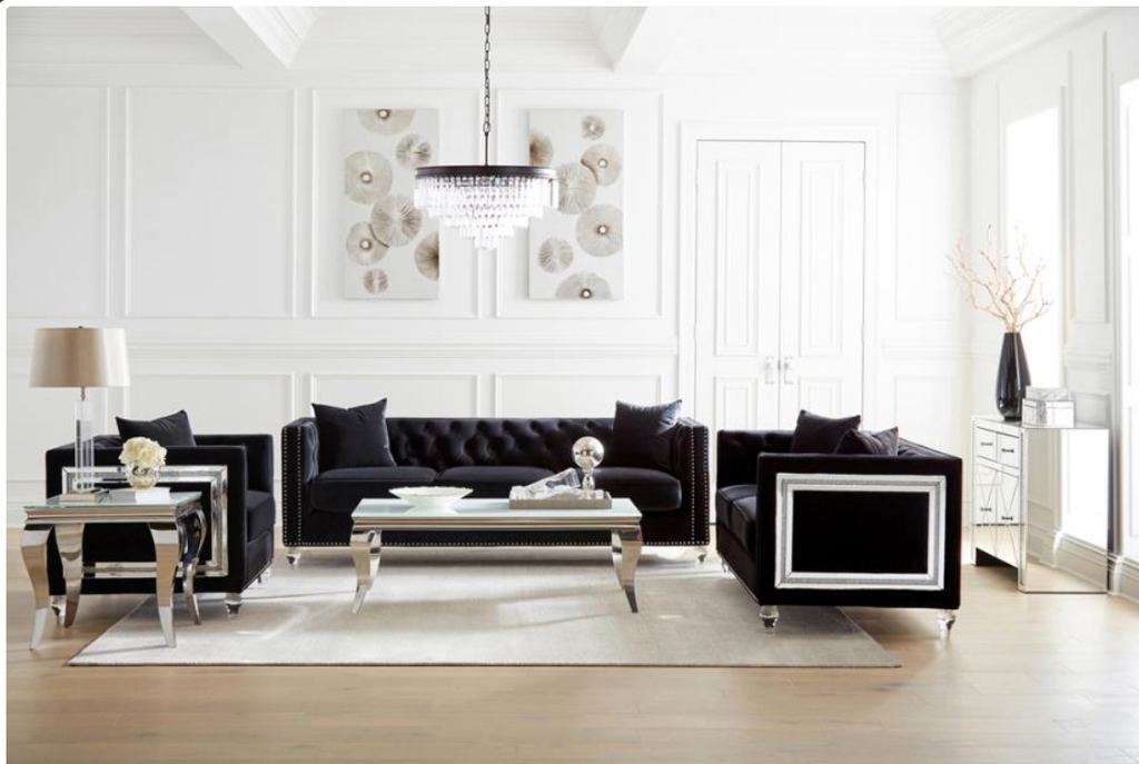 Conjunto de salón tapizado negro