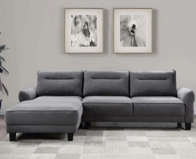 Seccional tapizado con brazos curvos color gris