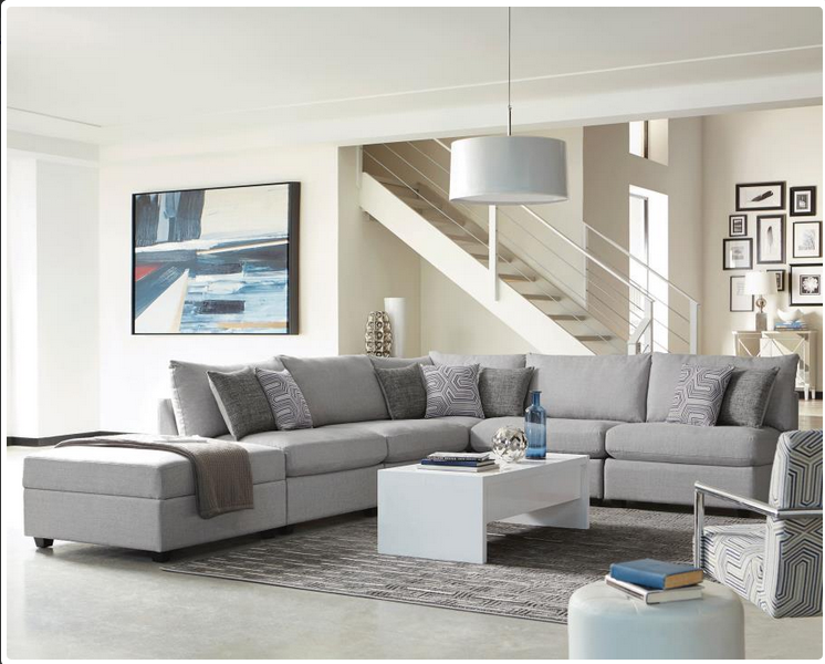 Seccional Modular tapizado de 5 Piezas color Gris