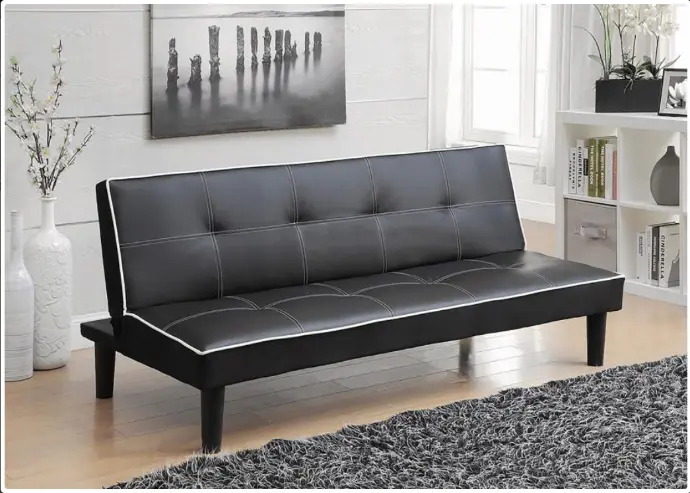 Sofá cama capitoné tapizado negro