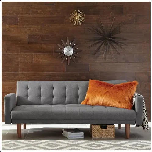 Sofá cama estilo capitoné color gris