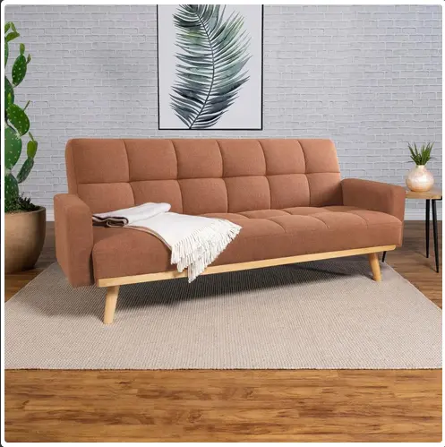 Sofá cama convertible con brazos tapizados color Terracota	​