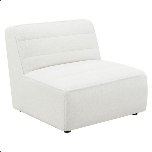Silla tapizada sin brazos. Color Blanco Natural