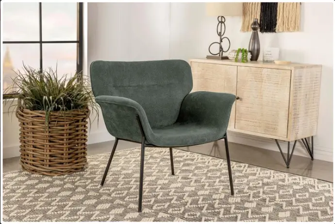Silla decorativa tapizada con brazos acampanados