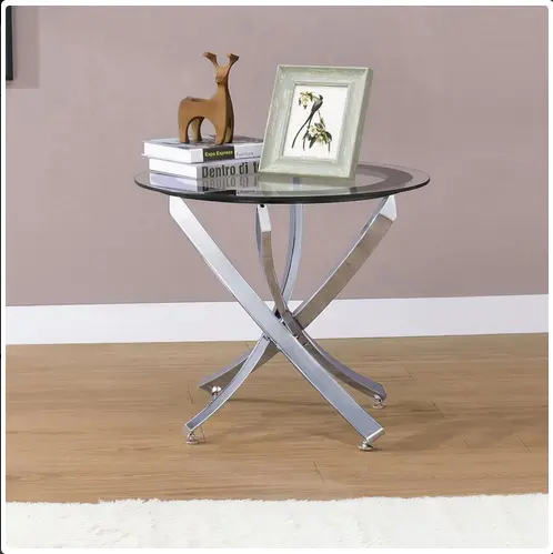 Mesa auxiliar con tapa de cristal color negro